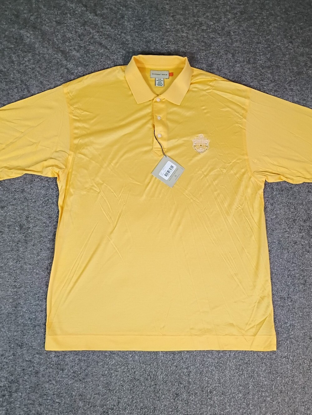 Cutter & Buck Polo Shirt Mens L Yellow The Long Bay Club Golf NWT 100% Cotton